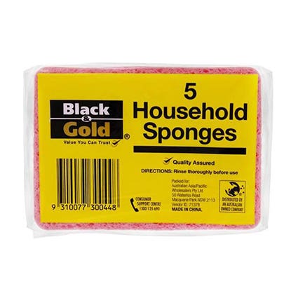 Black And Gold Household Sponges Pack 5 87000896 068228
