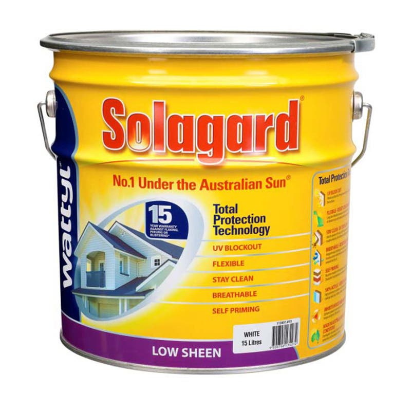 Paint Acrylic Low Sheen Solagard White 15L Wattyl 88895462 113451.415