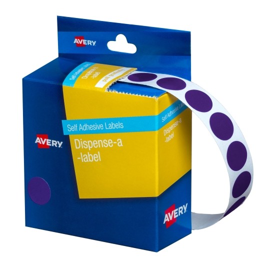 Avery Circle Dispenser Labels Removable 14mm Diameter Pk 1050 Purple_9001126_33806