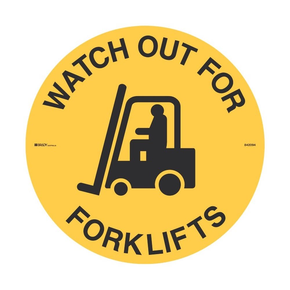 Sign WATCH OUT FORKLIFT OPERATING 440mm Yellow Vinyl Floor Marker 90031075 842094