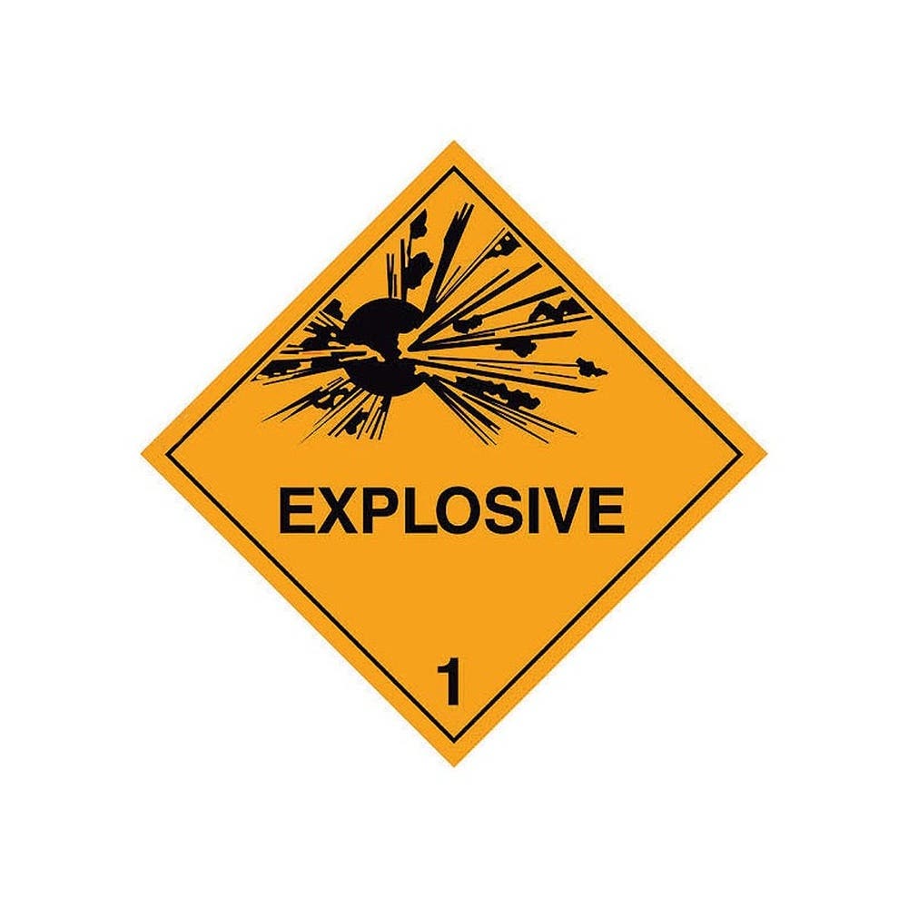 Sign EXPLOSIVE 1 Diamond 250 X 250mm Self Adhesive Vinyl 90032032 835480