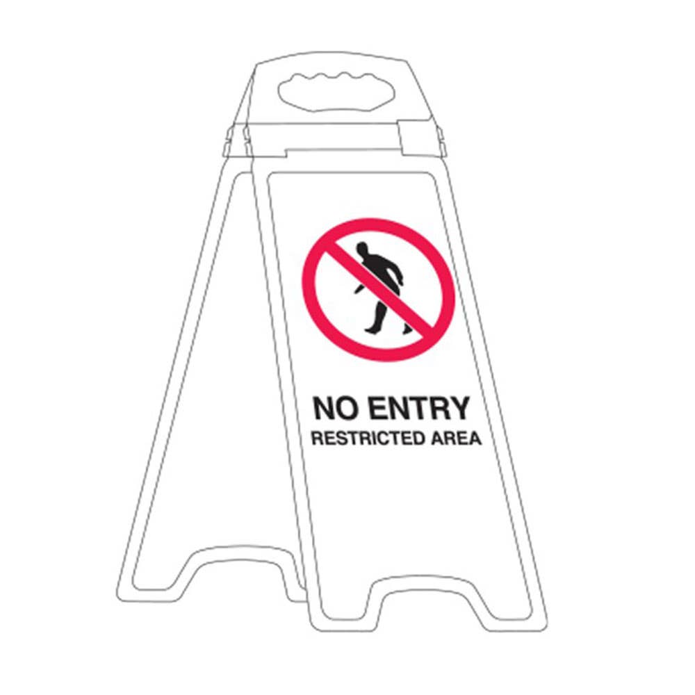 Sign Floor Stand NO ENTRY RESTRICTED AREA 670 X 280 X 50mm White 90038368 841995