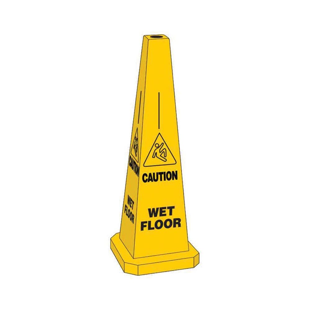 Sign WET FLOOR 890mm Cone Yellow Red Black 90038418 77202