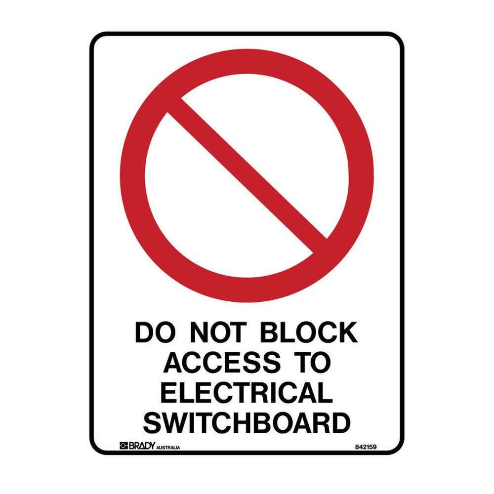 Sign DO NOT BLOCK ACCESS TO SWITCHBOARD 225 x 300mm Stainless Steel 90038757 842160