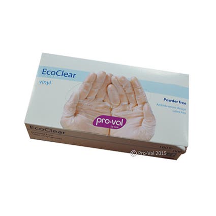Pro-Val Gloves Ecoclear Vinyl Disposable Powder Free Box 1000 Xl 9020191 41123