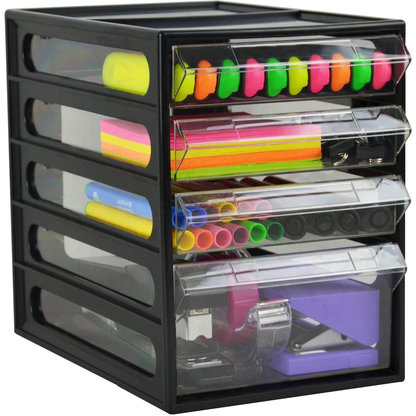 Italplast 4 Drawer Office Organiser Cabinet Recycled Black 9023714 24754