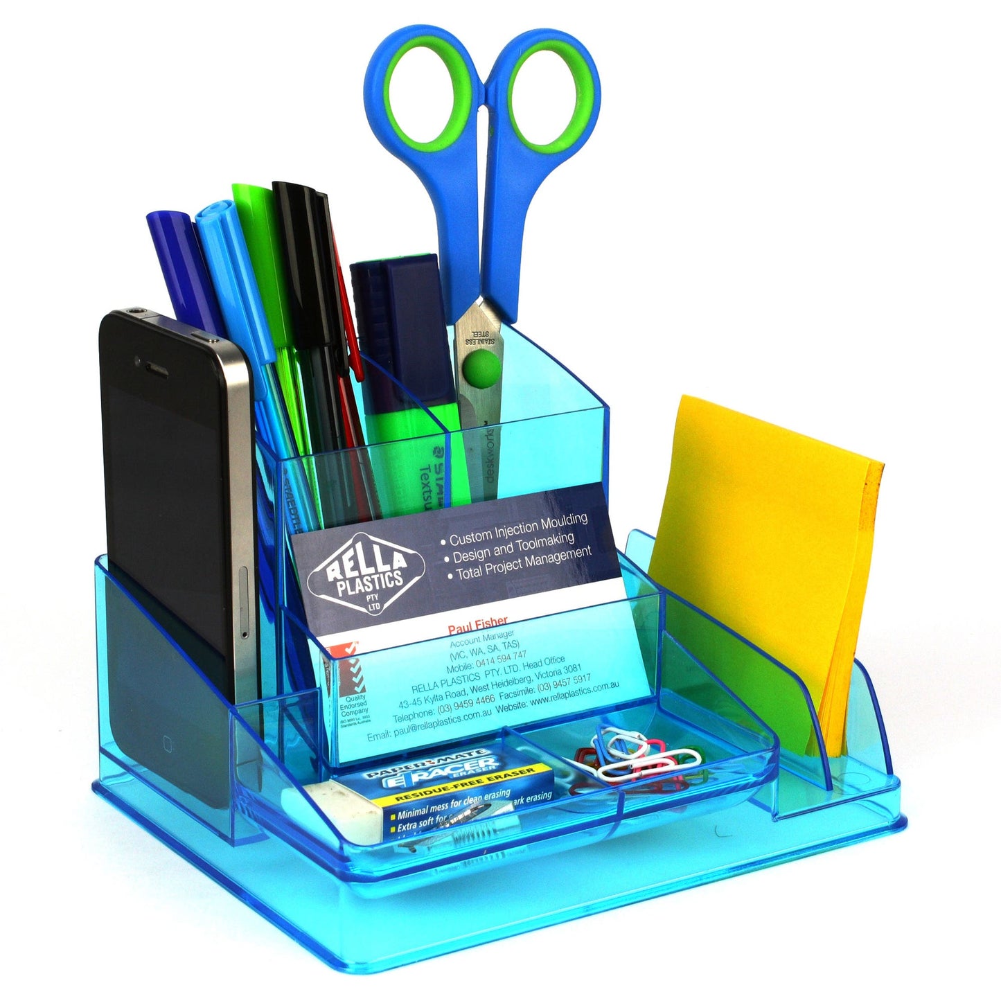Italplast Desk Organiser I35 Plastic Neon Blue 9024248 24697