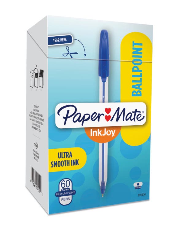 Papermate Ball Point Pen 100 Inkjoy Medium Box 60 Blue 9029573 49836