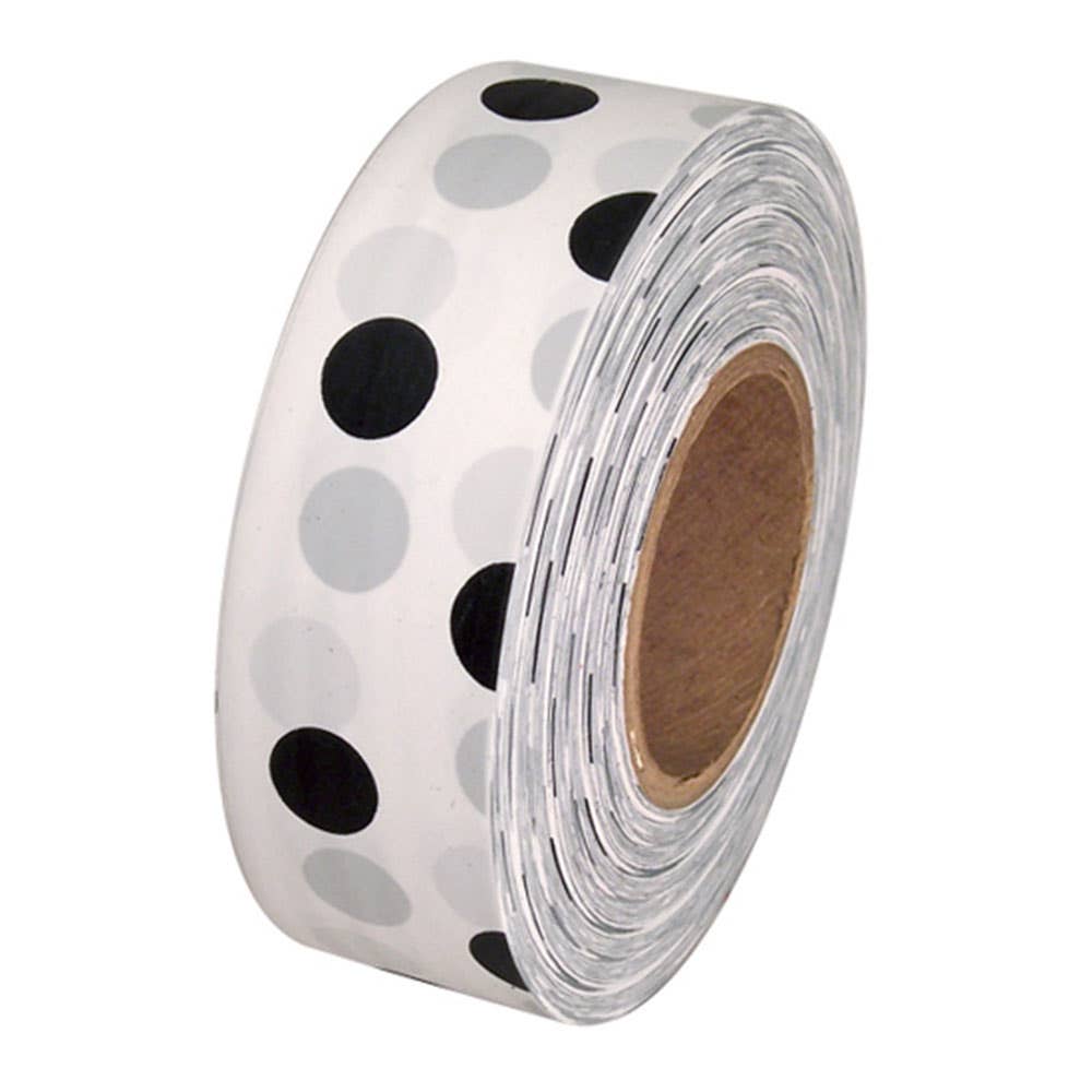 Tape Flagging White/Black Polka Dots 25mm X 75m 90780112 FT25PDB/W