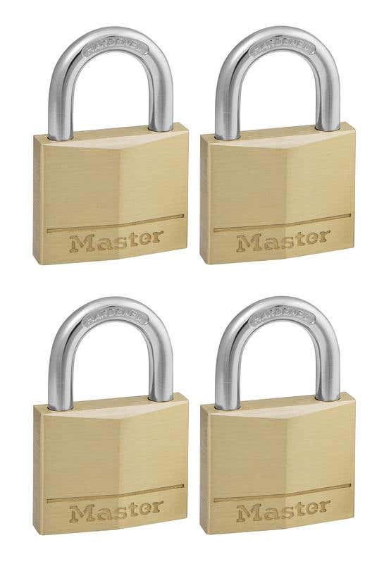 Medium Security Brass Padlock Keyed Alike 40mm 4 Pack 91010176 140QAU
