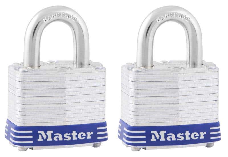 Padlock Laminated Steel Hardened Steel Shackle 40mm Keyed Alike Pk 2 3TAU Master Lock 91018298 3TAU