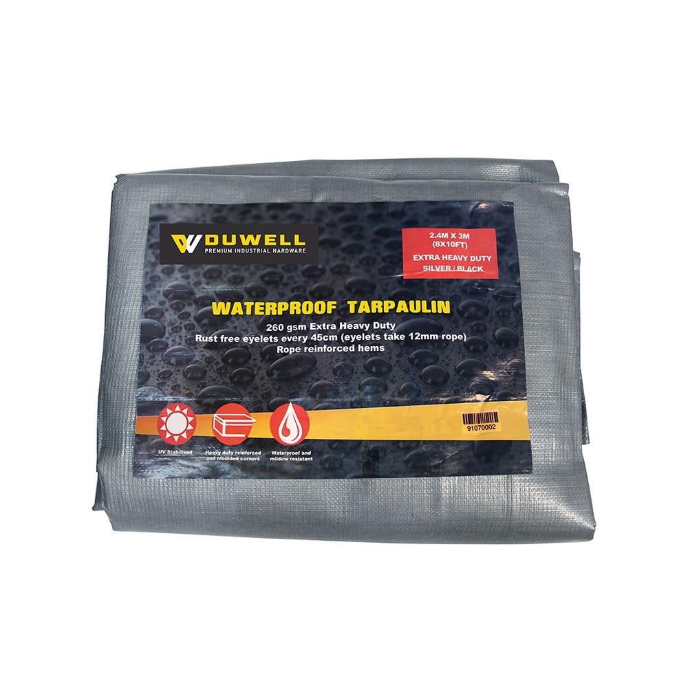 Tarpaulin Plastic Extra Heavy Duty Silver/Black 10.9 x 12.1m SB3640 91078060 SB3640