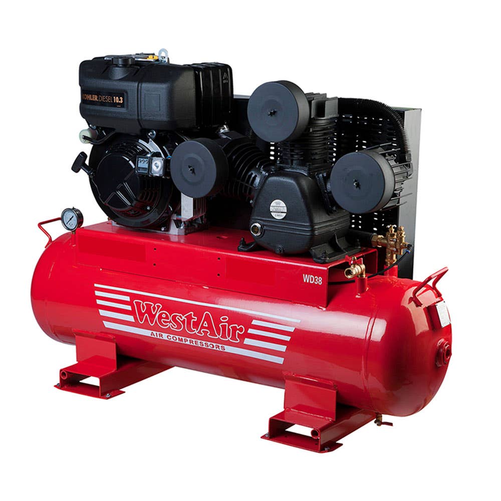 Compressor Air Diesel Kohler KD440 10.3hp 821LPM 145psi Westair 93110002 WD38/120