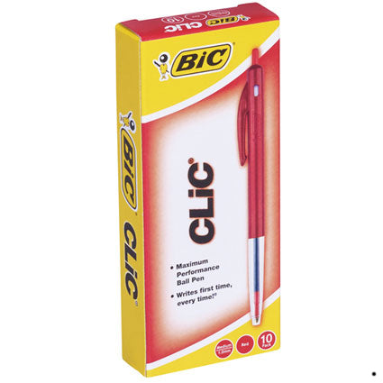 Bic Retractable Ballpoint Pen M10 Clic Medium 10 Red_16199124_09937