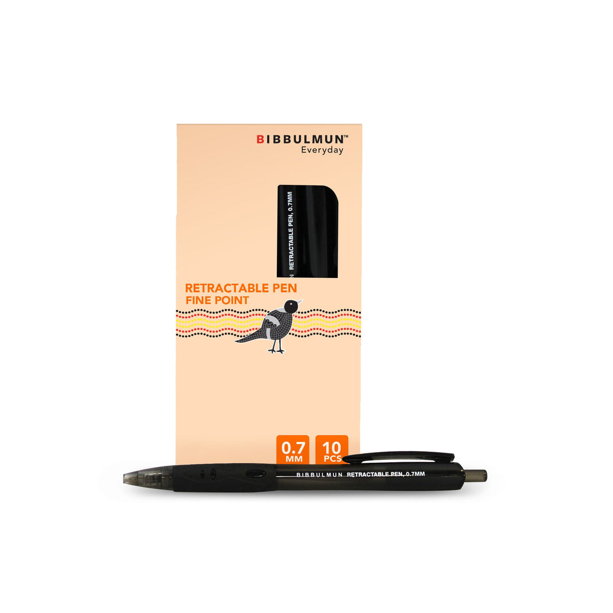 Bibbulmun Retractable Ballpoint Pen Fine 0.7mm Pack 10 Black 935110001 NPL-935110001
