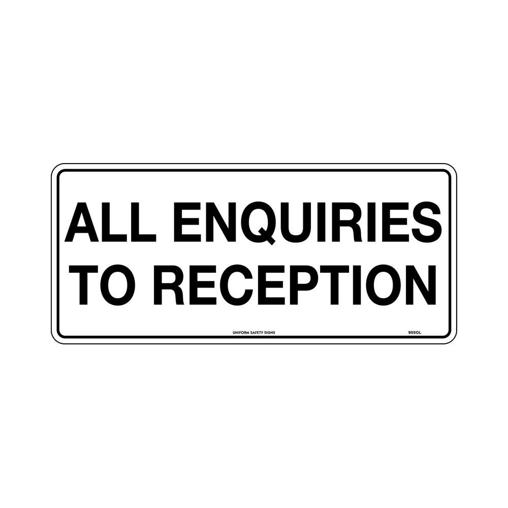 Sign All Enquiries To Reception 450 X 200mm Metal_40056436_955OLM