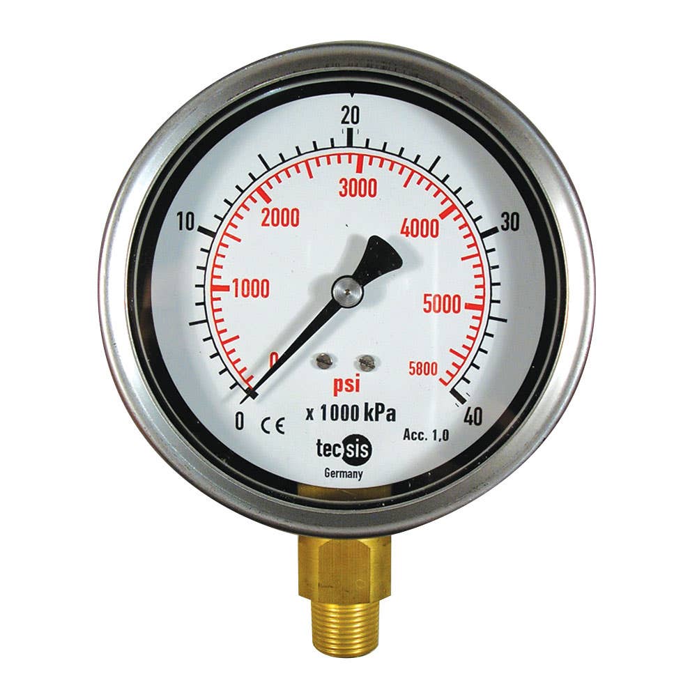 Pressure Gauge Brass & Stainless Bottom Entry 3/8 BSPT 100mm 10,000kPa P1778L581007 Tecsis 99768086 P1778L581007