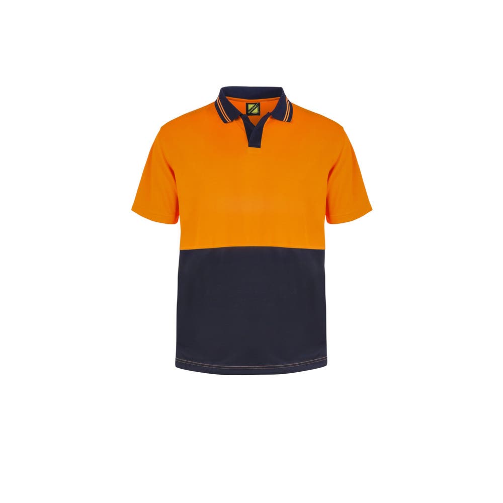 Polo Hi Vis Two Tone S/S Micromesh With Pocket 2XL Orange/Navy_40030473_WSP201_O/N_2XL