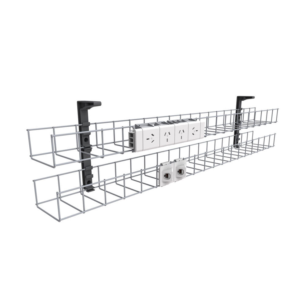 Rapid Dual Tier Cable Basket Kit 4 Gpo + 2 Data 1550Mm_1038884_SWBK15504G2D WH