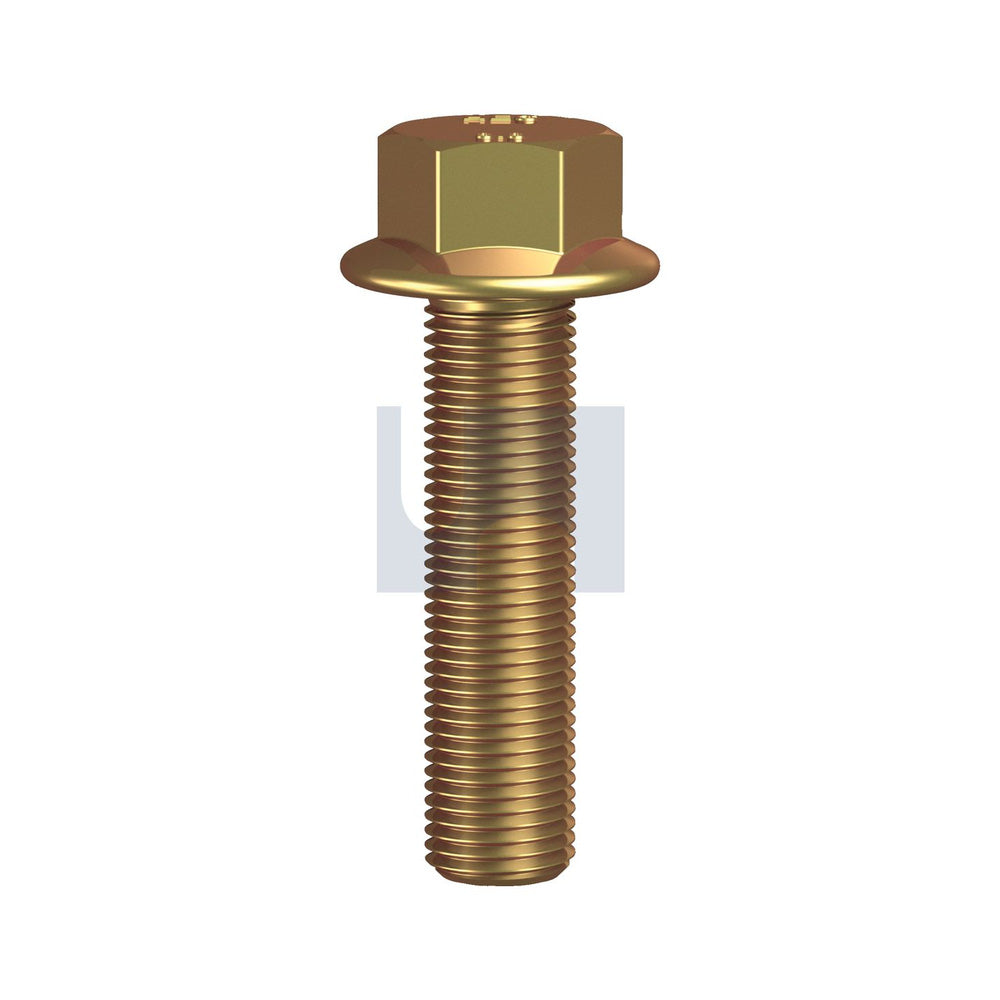 Fine Flg Hex Bolt N Zinc Yellow Jis B1189 2/Cl 8.8 M10-1.25 Fine 25 Pk 100_40090212_BF88YFM100025