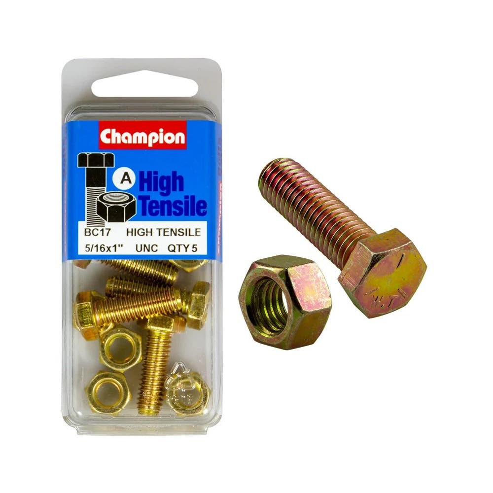 Screw Set + Nut UNC Fully Threaded 1 x 5/16'' Blister Pack_60039555_BC17