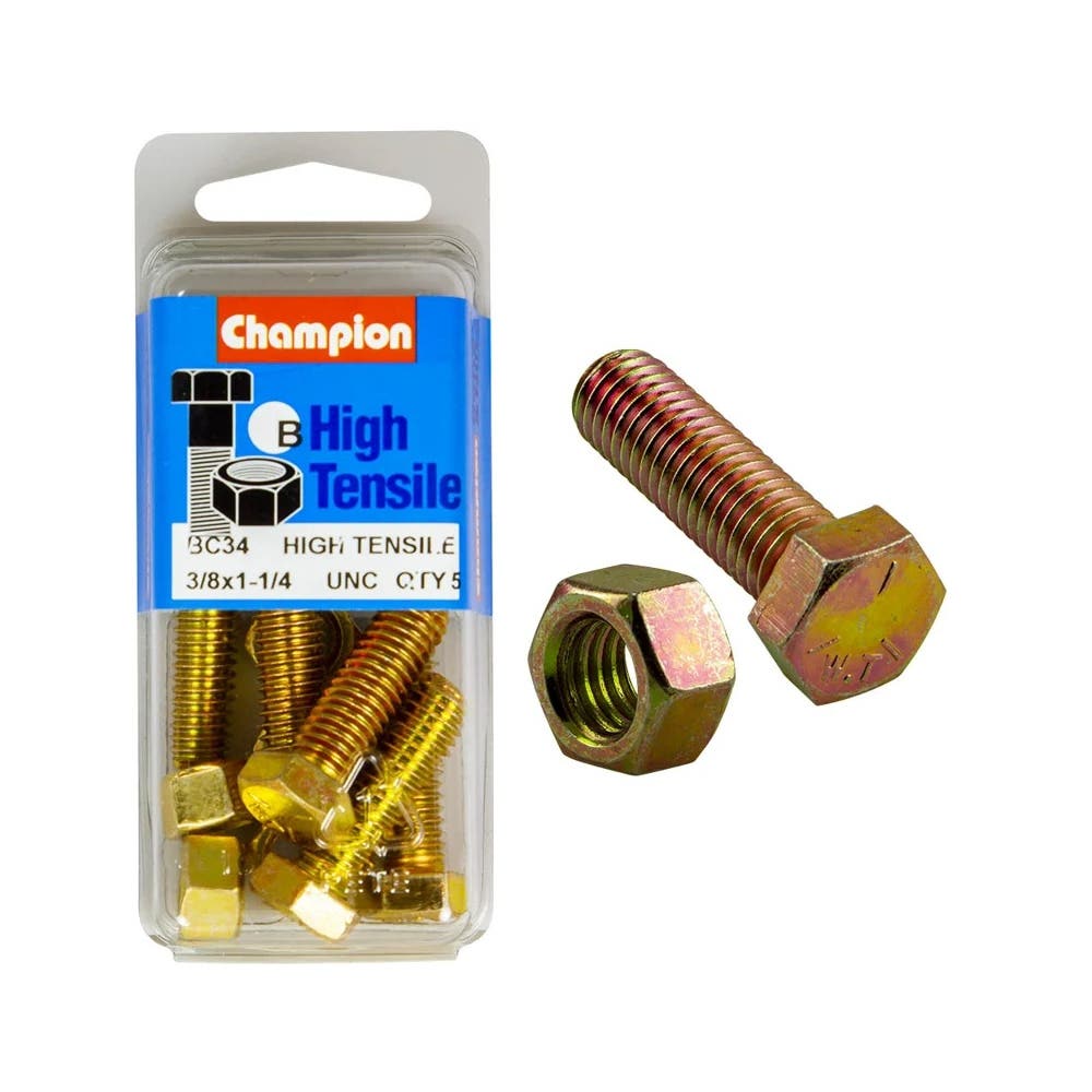 Screw Set + Nut UNC Fully Threaded 1-1/4 x 3/8'' Blister Pack_60039565_BC34
