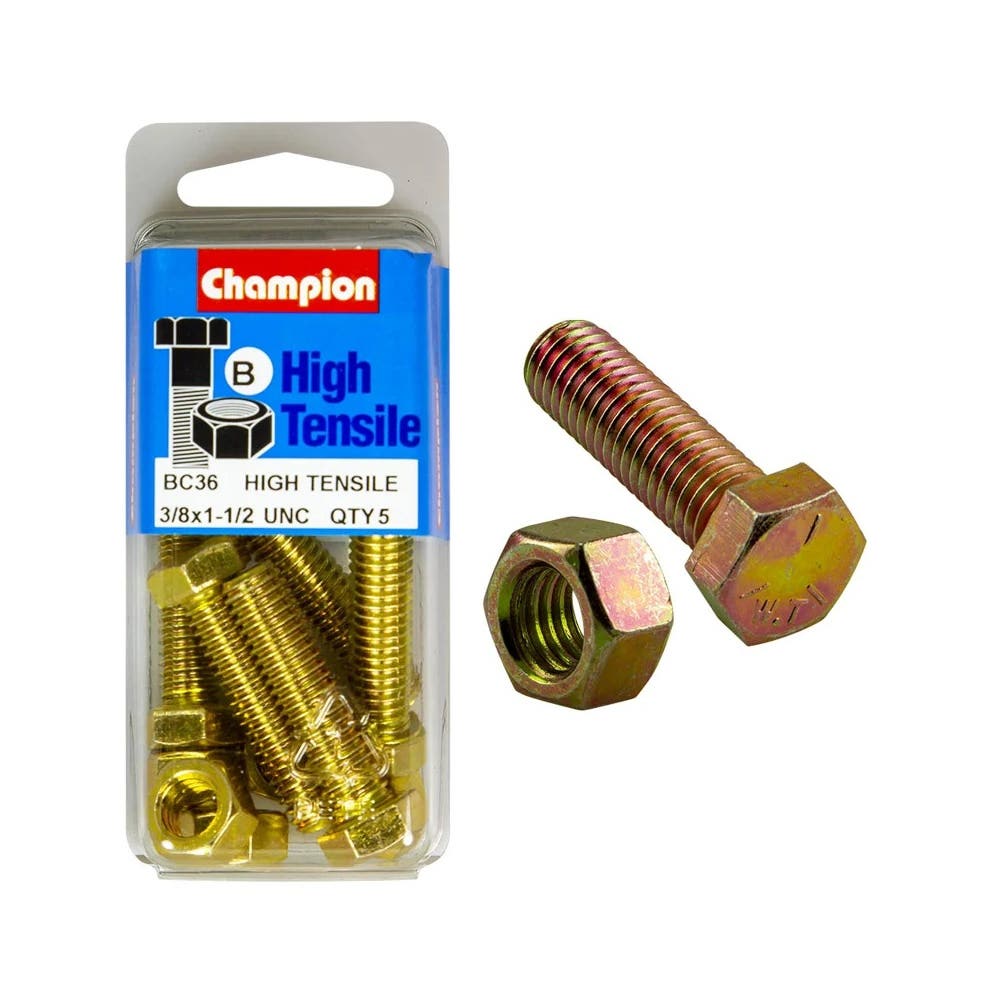 Screw Set + Nut UNC Fully Threaded 1-1/2 x 3/8'' Blister Pack_60039566_BC36