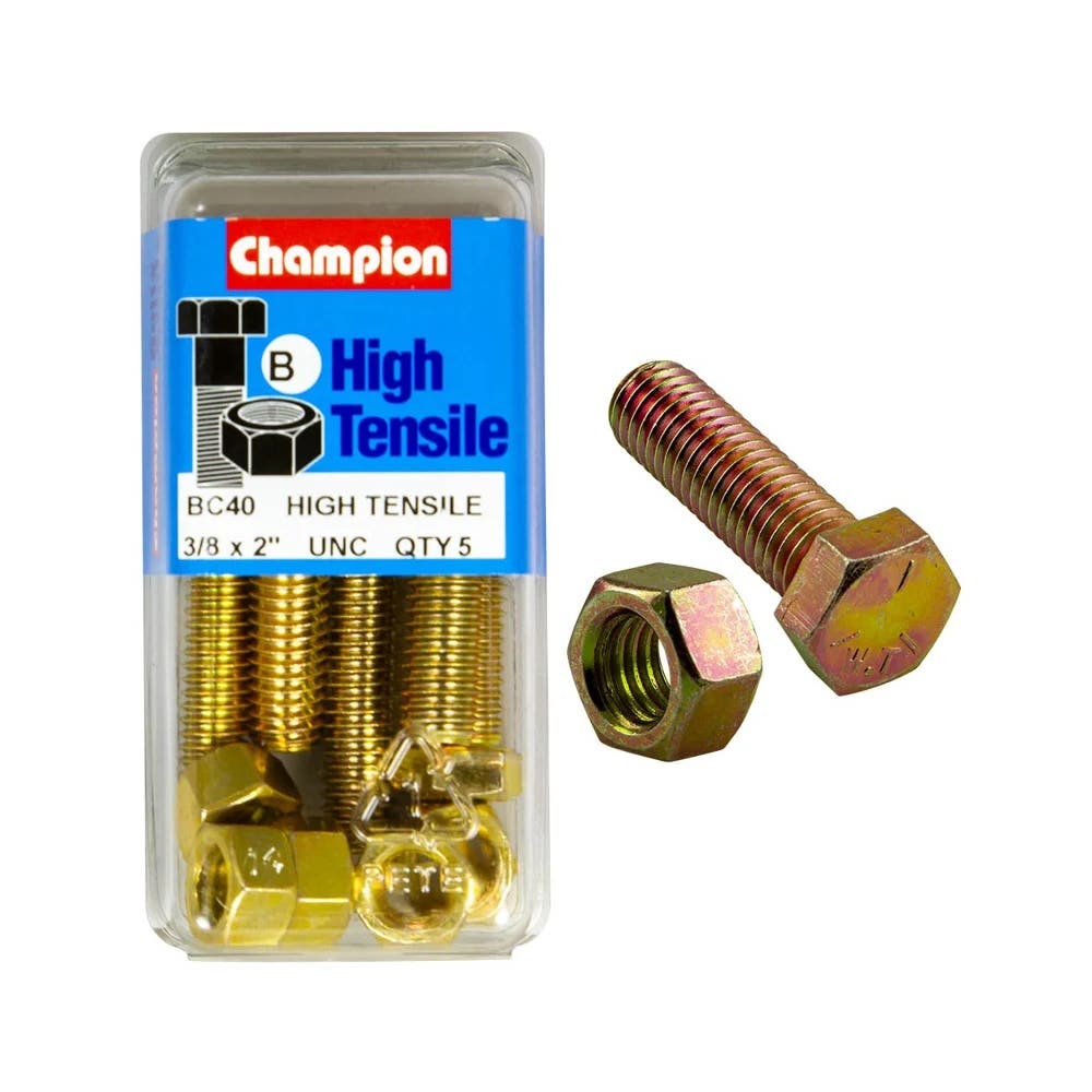 Screw Set + Nut UNC Fully Threaded 2 x 3/8'' Blister Pack_60039569_BC40