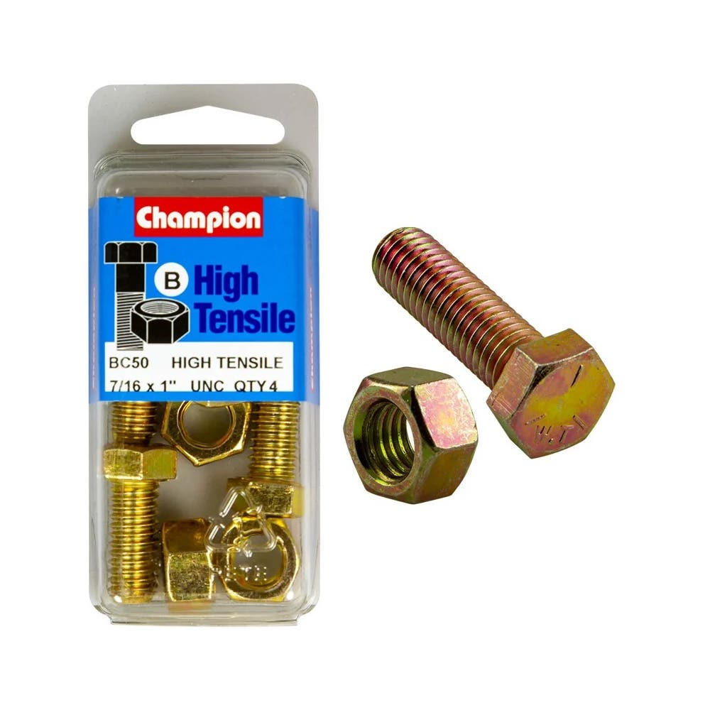Screw Set + Nut UNC Fully Threaded 1 x 7/16'' Blister Pack_60039572_BC50