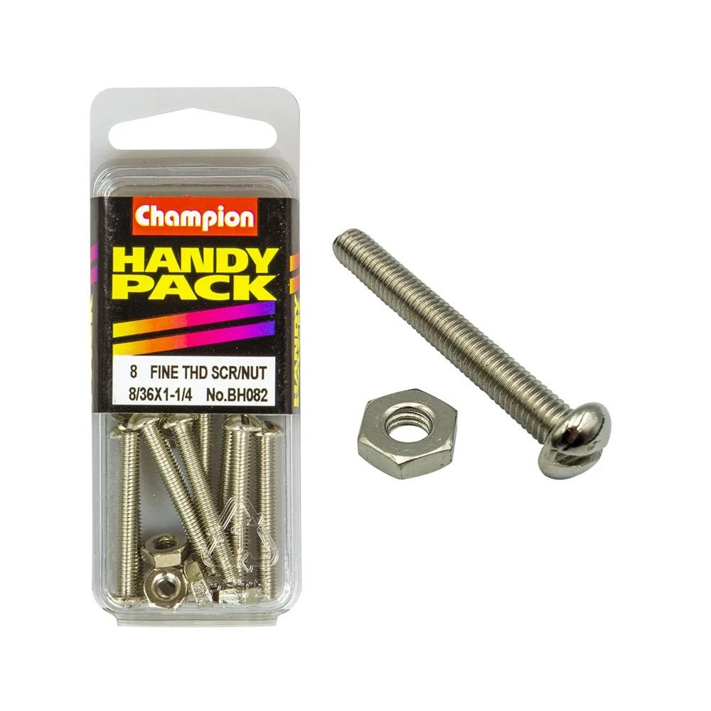Screw Fine Thread + Nut 8/36 x 1-1/4'' Blister Pack_60039627_BH082