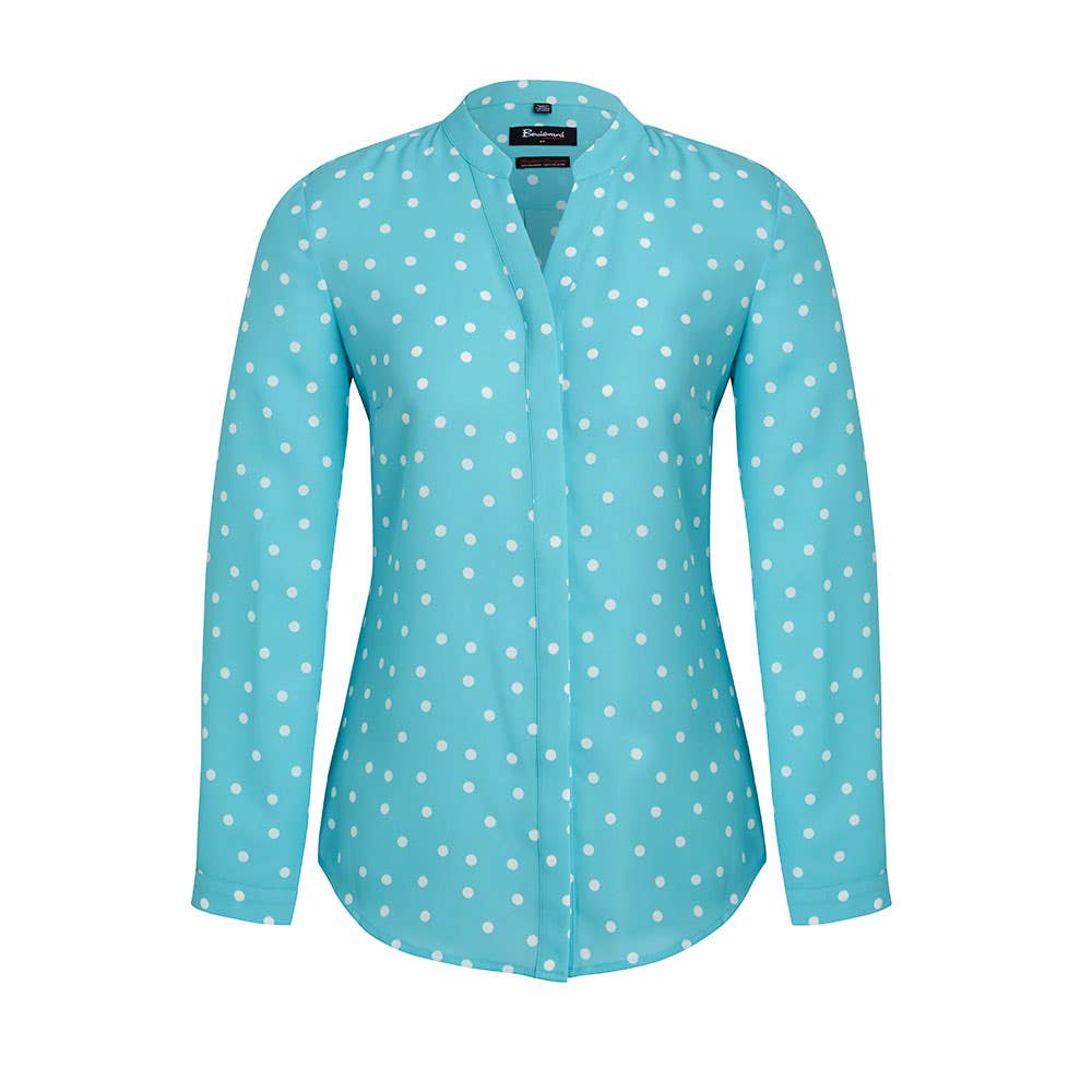 Womens Juliette Spot Print Blouse-Aqua-10 36013941 44310-AQUA-10