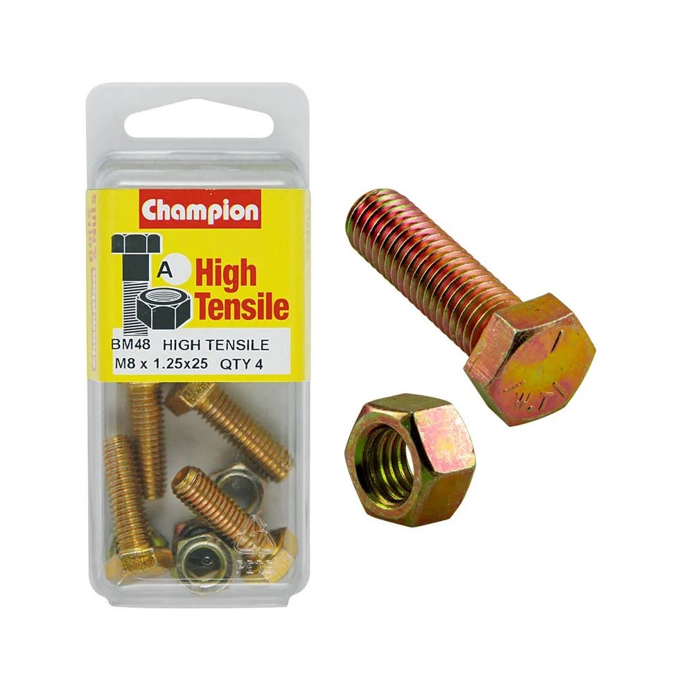 Screw Set + Nut Fully Threaded 8 x 25mm Blister Pack_60039729_BM48