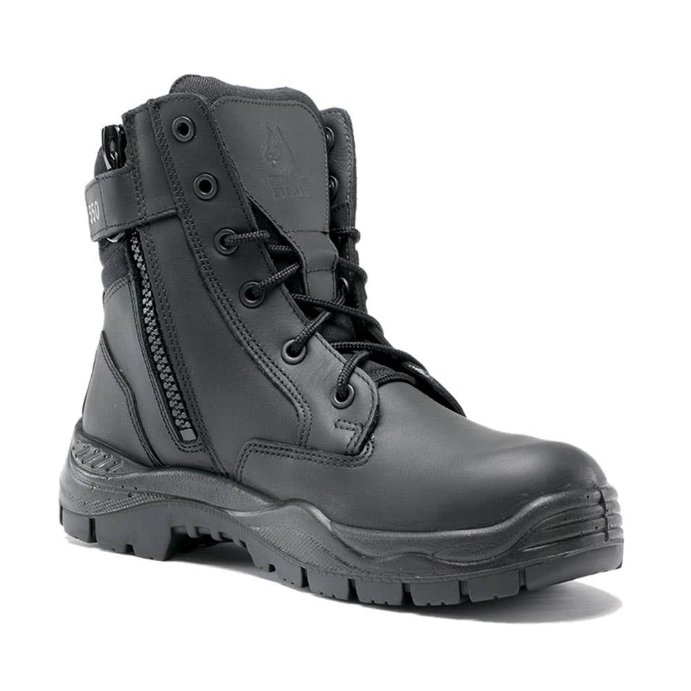Boots Womens Non Safety Lace + Zip Nitrile Sole Black Leader 9.5 Steel Blue 491937 320550-095-BLK