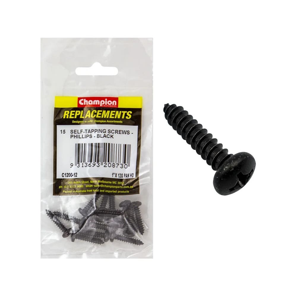 Grab Kit Refill - Screw Self Tapping Pan Head Phillips 12G x 1'' Pk 15_213194_C1200-12