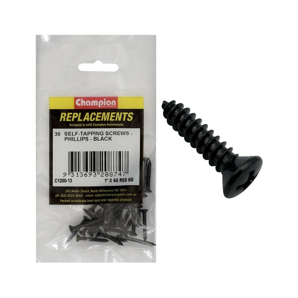 Grab Kit Refill - Screw Self Tapping Raised Head Phillips 6G x 1'' Pk 30_274773_C1200-13
