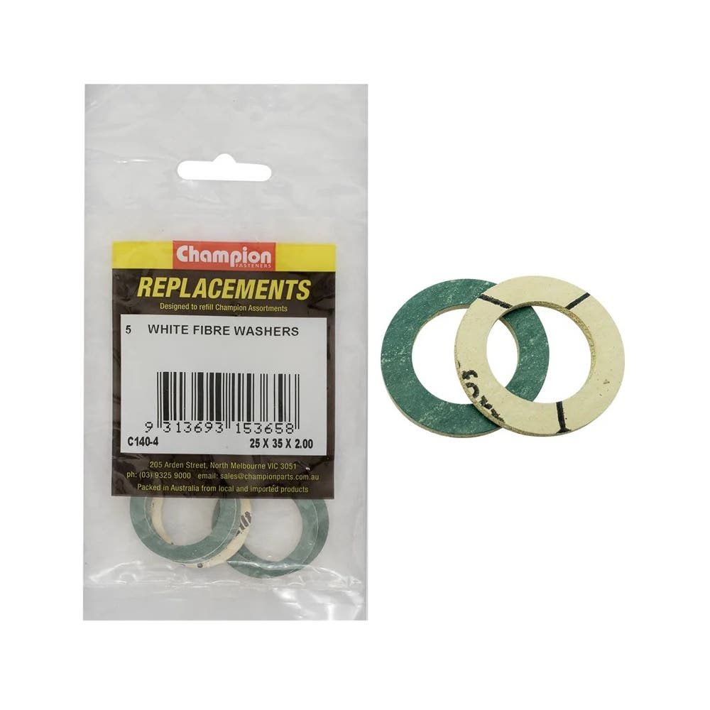Grab Kit Refill - Washer Drain Sump Plug White Fibre 25 x 35 x 2.00mm Pk 5_206718_C140-4