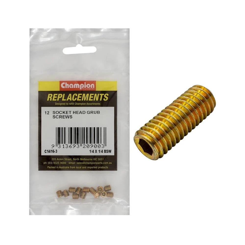 Grab Kit Refill - Screw Grub Grade 8.8 BSW 1/4 X 1/4 Pk 12_428408_C1416-3