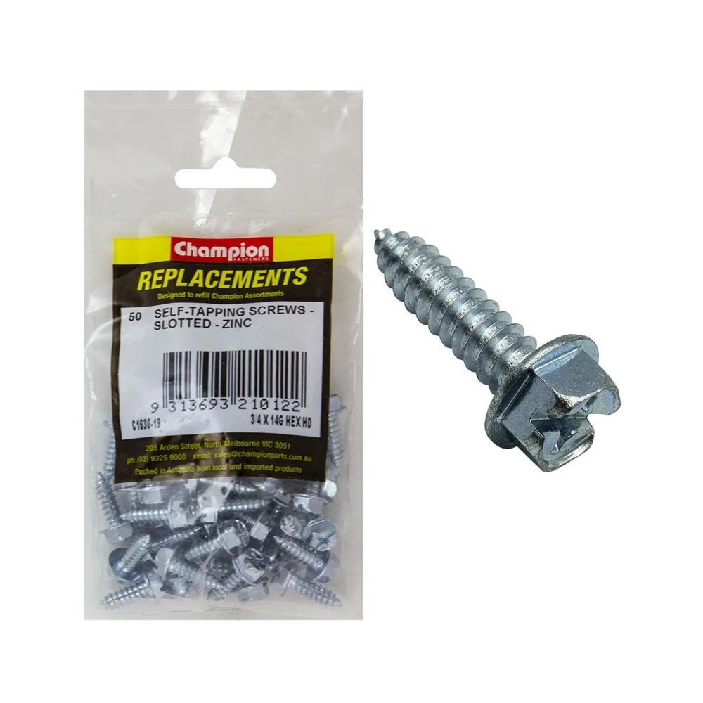 Grab Kit Refill - Screw Self Tapping Hex Head Slotted 14G x 3/4'' Pk 50 93298041_93298041_C1630-19