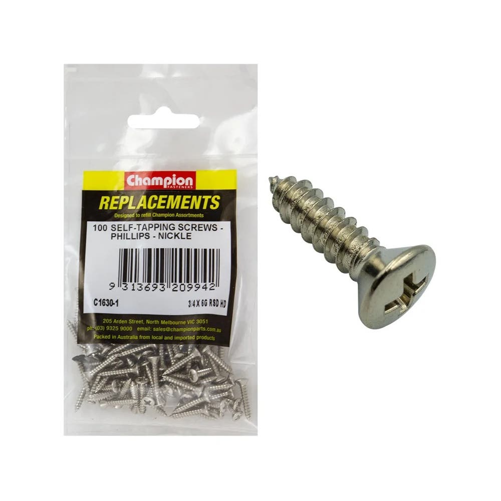 Self-Tapping Screws Raised Head Phillips 6G x 3/4" Grab Kit Refill Pk 100_93298037_C1630-1