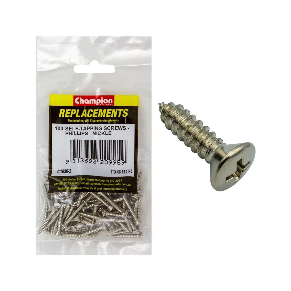 Grab Kit Refill - Screw Self Tapping Raised Head Phillips 6G x 1'' Pk 100_93298096_C1630-2