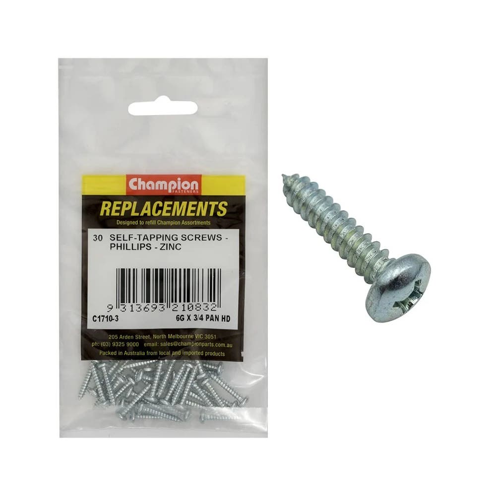 Grab Kit Refill - Screw Self Tapping Pan Head Phillips 6G x 3/4'' Pk 30_203978_C1710-3