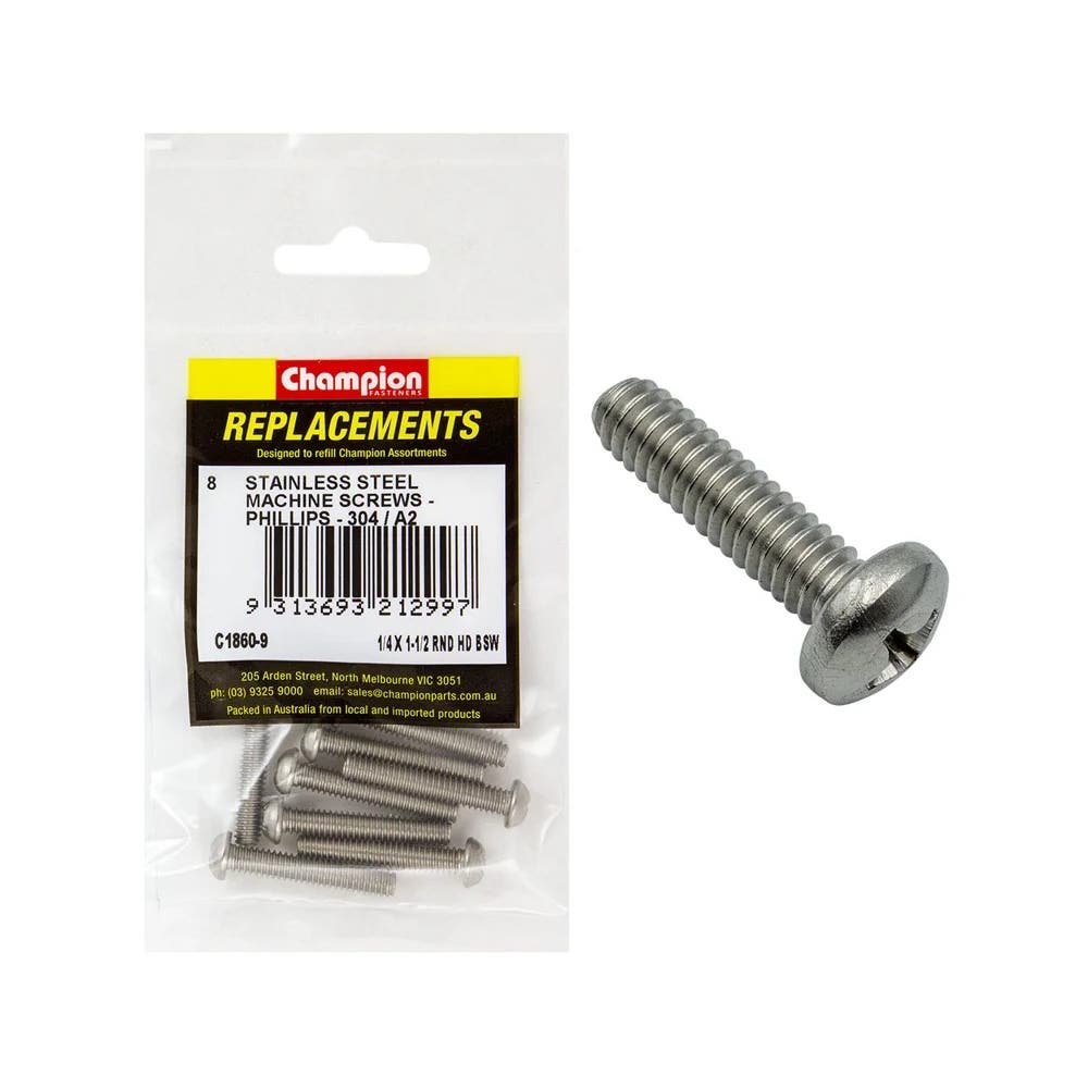 Grab Kit Refill - Screw Machine 304 S/Steel BSW 1/4 x 1-1/2'' Pk 8_268137_C1860-9