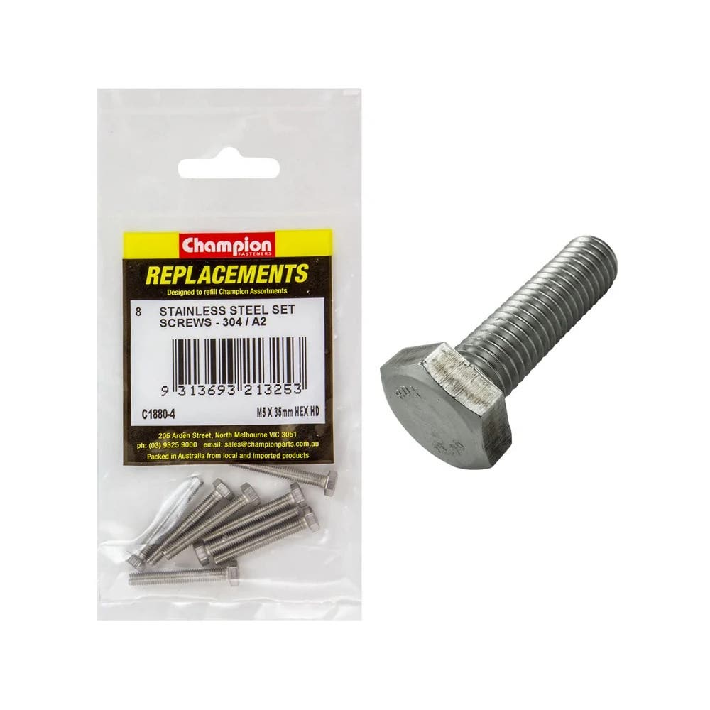 Grab Kit Refill - Screw Set Hex Head 304 Stainless Steel 5 x 35mm Pk 8_93298092_C1880-4