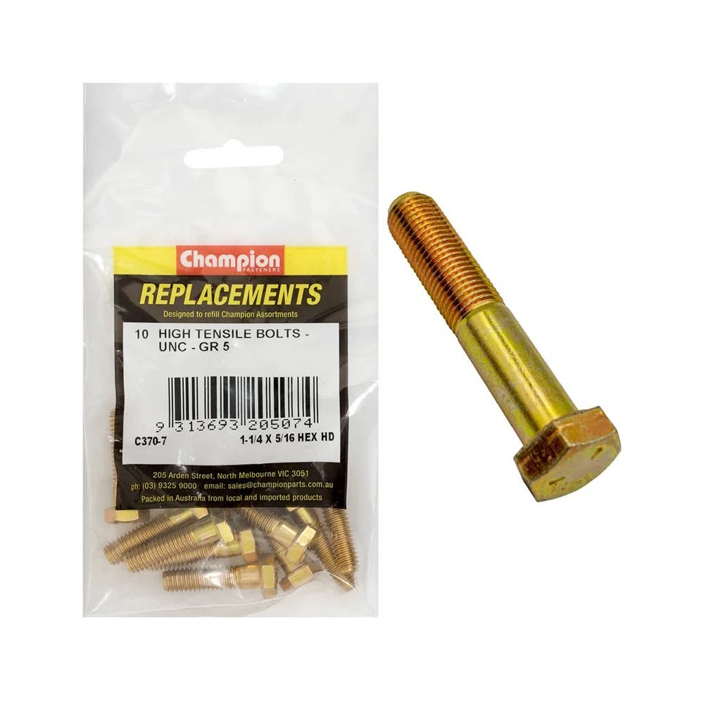 Grab Kit Refill - Bolt Hex Head Grade 5 Zinc UNC 5/16 x 1-1/4'' Pk 10_130651_C370-7