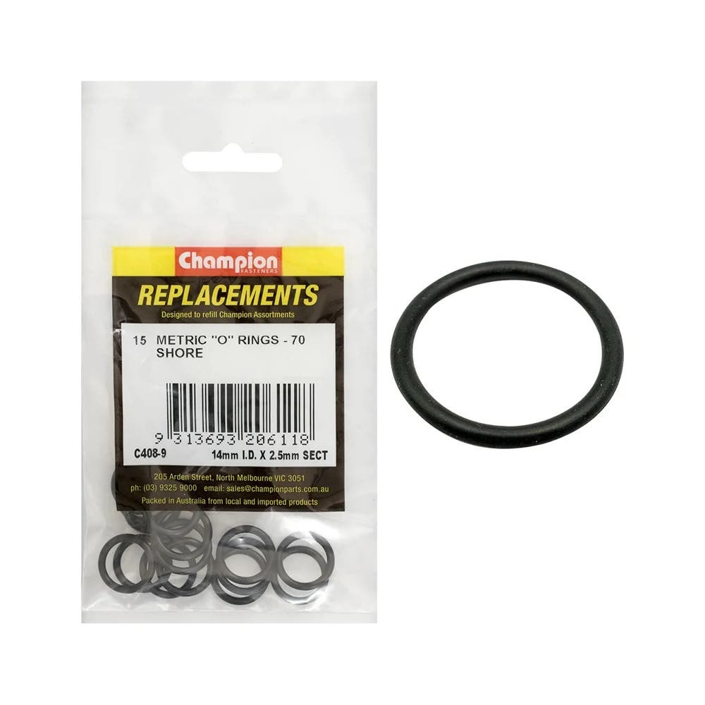 O-RING-NITRILE RUBBER-70 SHORE-14mmx2.5mm-BLACK Pk 15_488454_C408-9