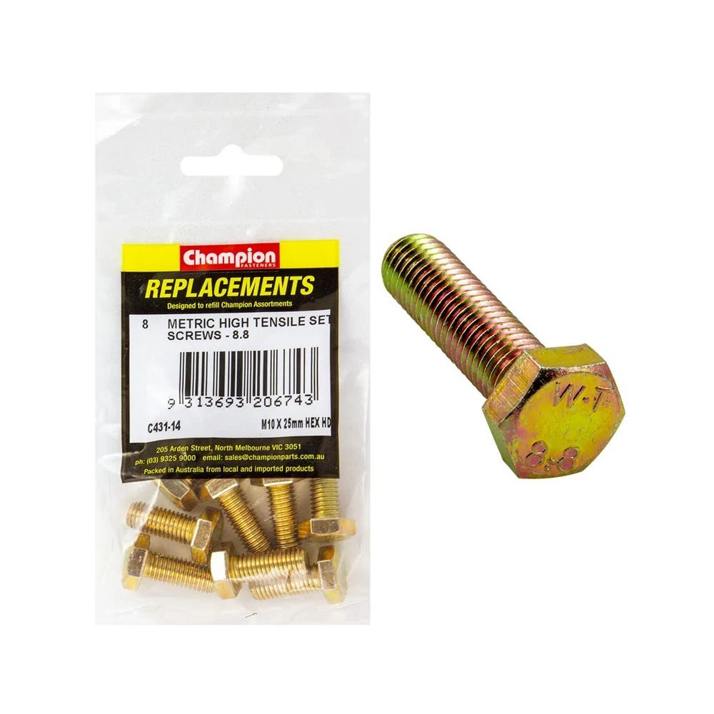 Grab Kit Refill - Screw Set Hex Head Grade 8.8 Zinc 10 x 25mm Pk 8_98889446_C431-14