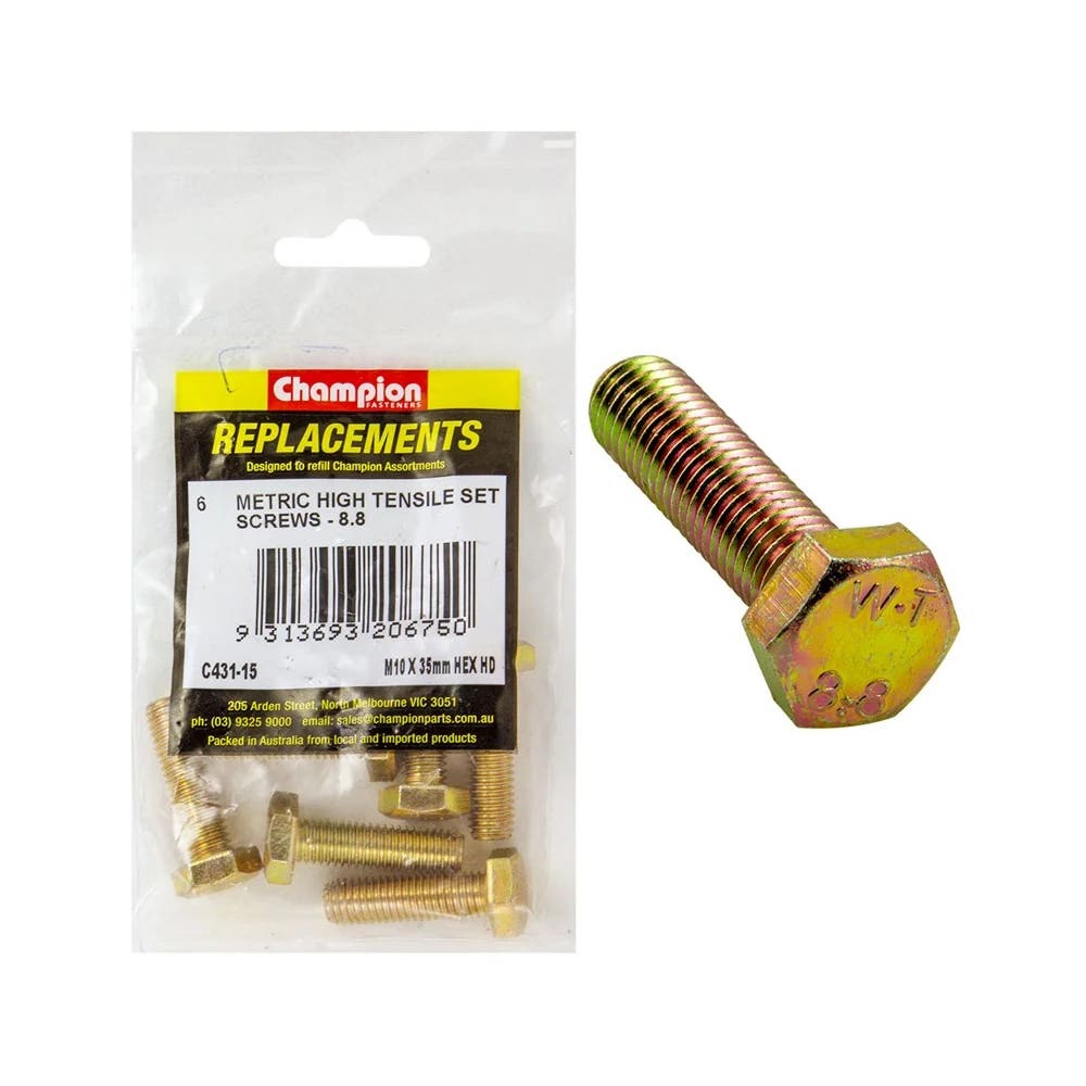Grab Kit Refill - Screw Set Hex Head Grade 8.8 Zinc 10 X 35mm Pk 6_207011_C431-15