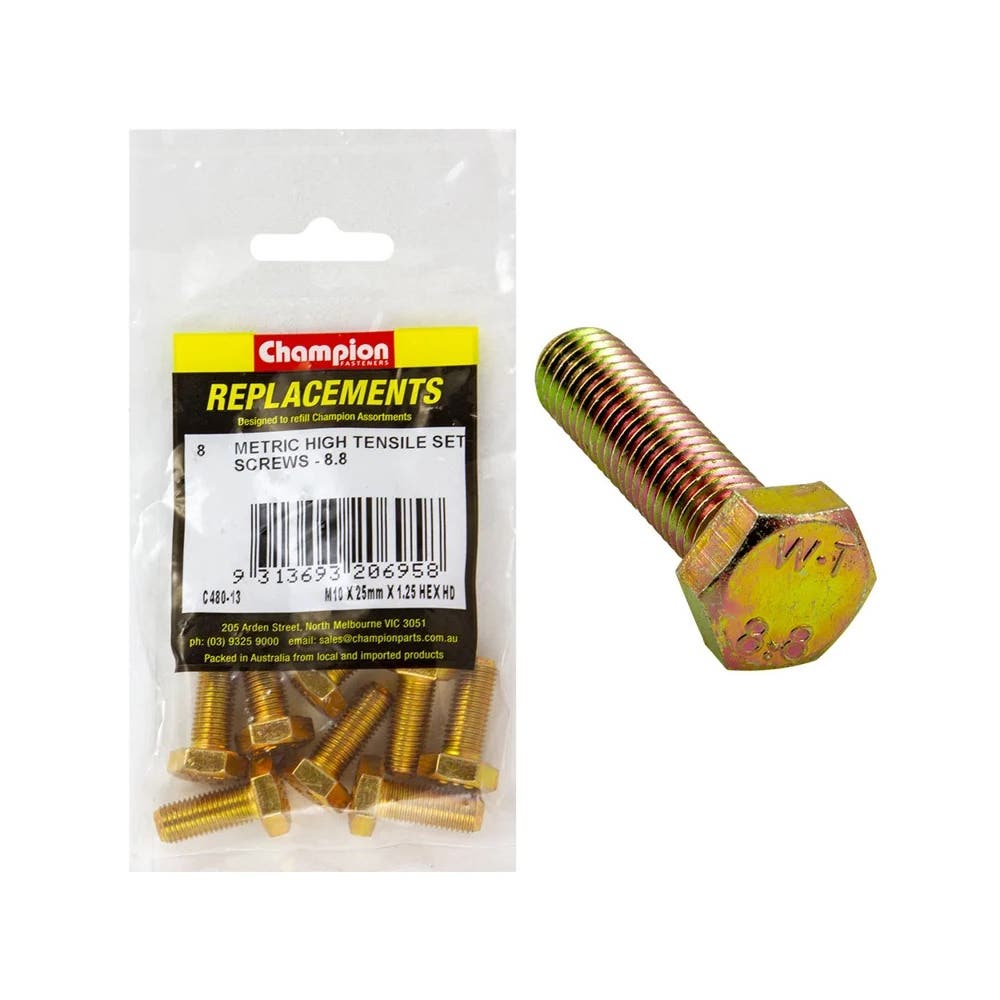 Grab Kit Refill - Bolt Hex Head Grade 8.8 Zinc Fine 10 x 25 x 1.25mm Pk 8_269442_C480-13