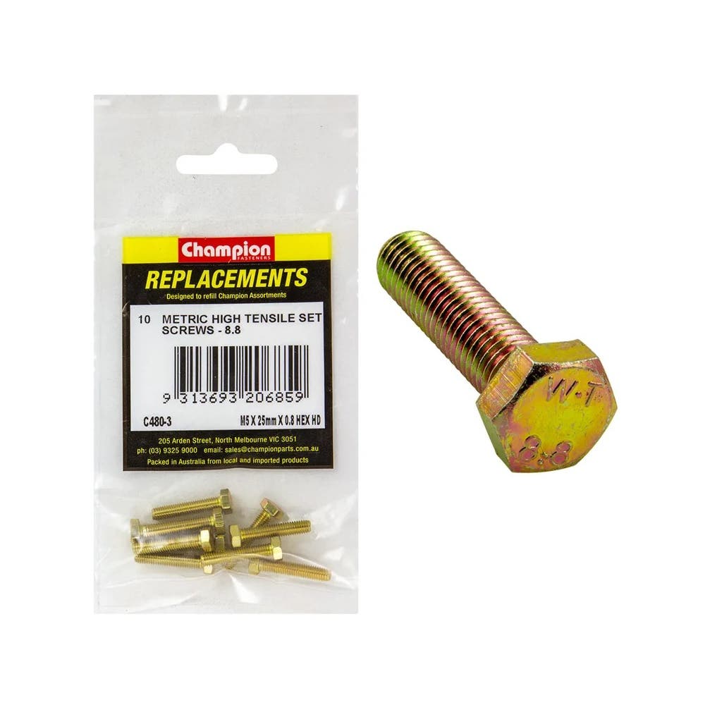 Grab Kit Refill - Screw Set Hex Grade 8.8 Zinc Fine 5 x 25 x 0.8mm Pk 10_291212_C480-3