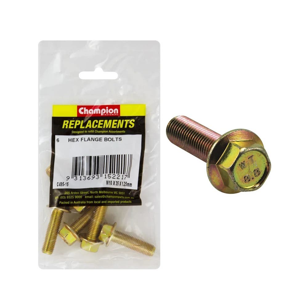 Grab Kit Refill - Hex Flange Bolt/Nut Grade 8.8 Zinc 1.25P 10 X 35mm Pk 6_254975_C495-15